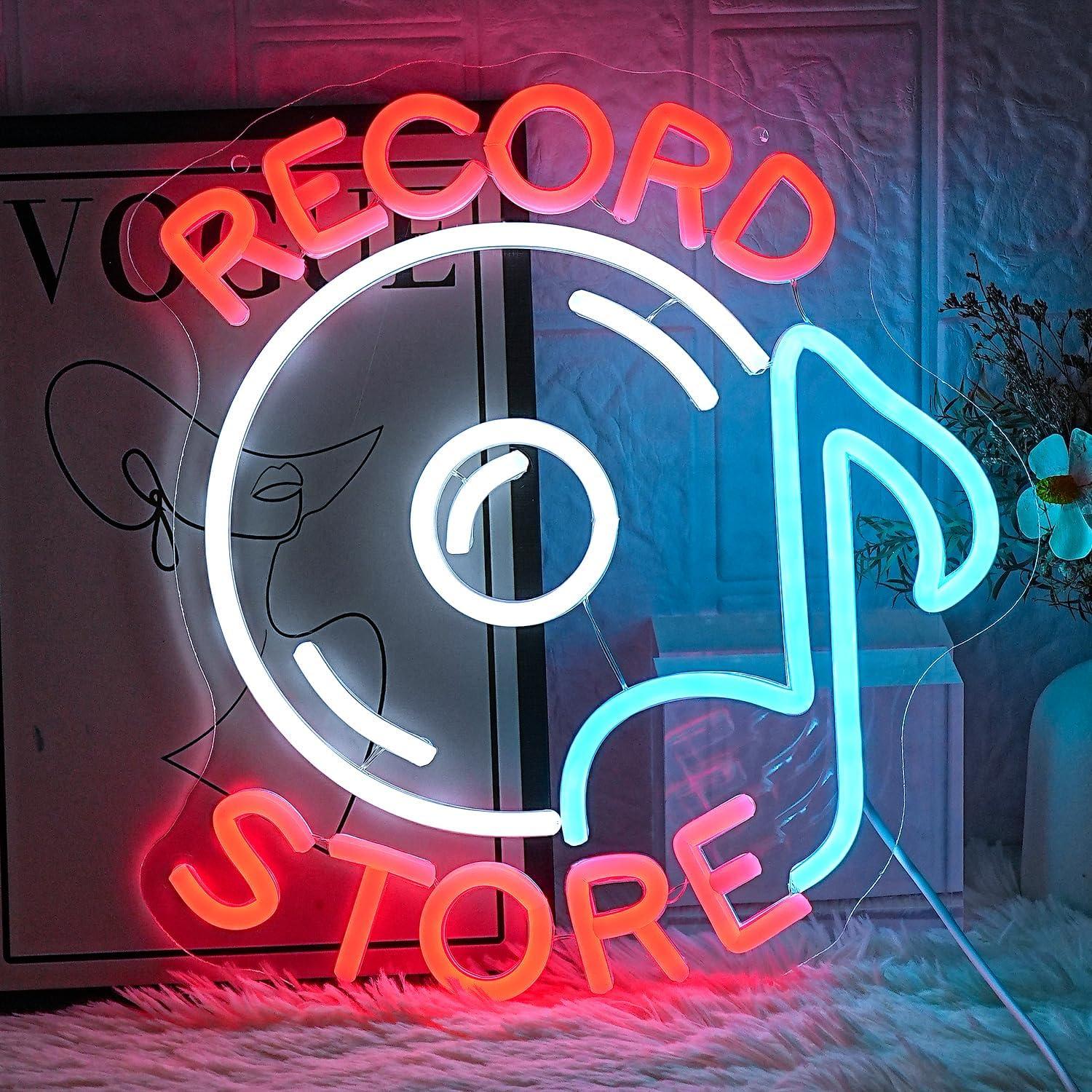 Gaming Accessories Store - レコードストアネオンサイン、音楽ネオンサイン、バー、ティキ、スタジオ、寝室の装飾、ゲームルームアクセサリー、壁飾りギフト