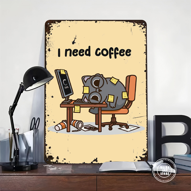 I Need Coffee 3D テクスチャメタルポスター  - Gaming Accessories That You Need のレビューと価格