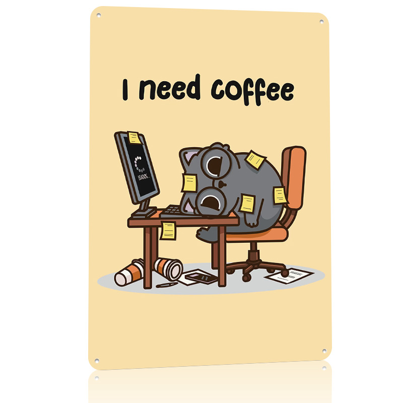 I Need Coffee 3D テクスチャメタルポスター  - Gaming Accessories That You Need のレビューと価格