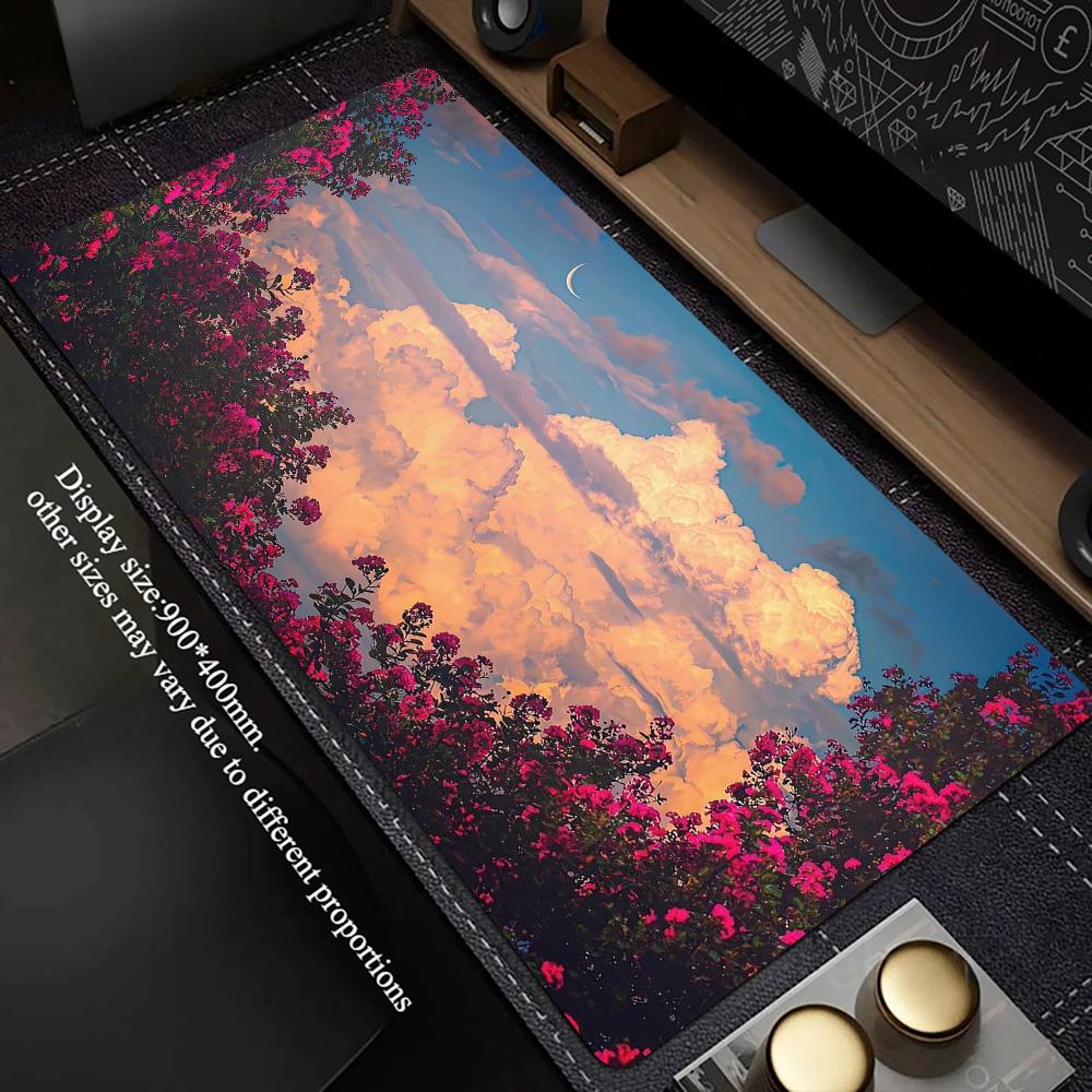 柔らかく夢のような風景   両側に咲く鮮やかなピンクの花の茂 - Gaming Accessories For Gaming Desk のレビューと価格