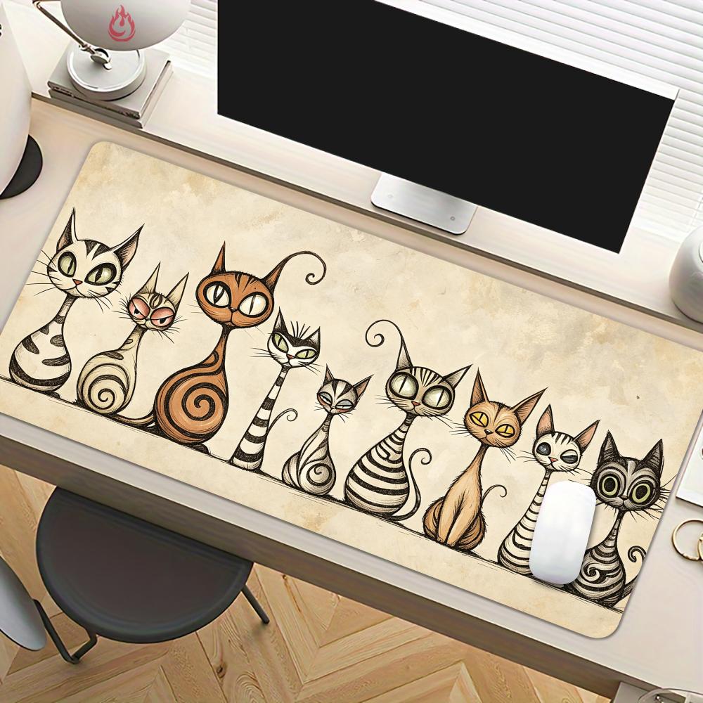 ユーモラスで誇張された猫柄のマウスパッド デスクマット 大型 - Gaming Accessories For Gaming Desk のレビューと価格