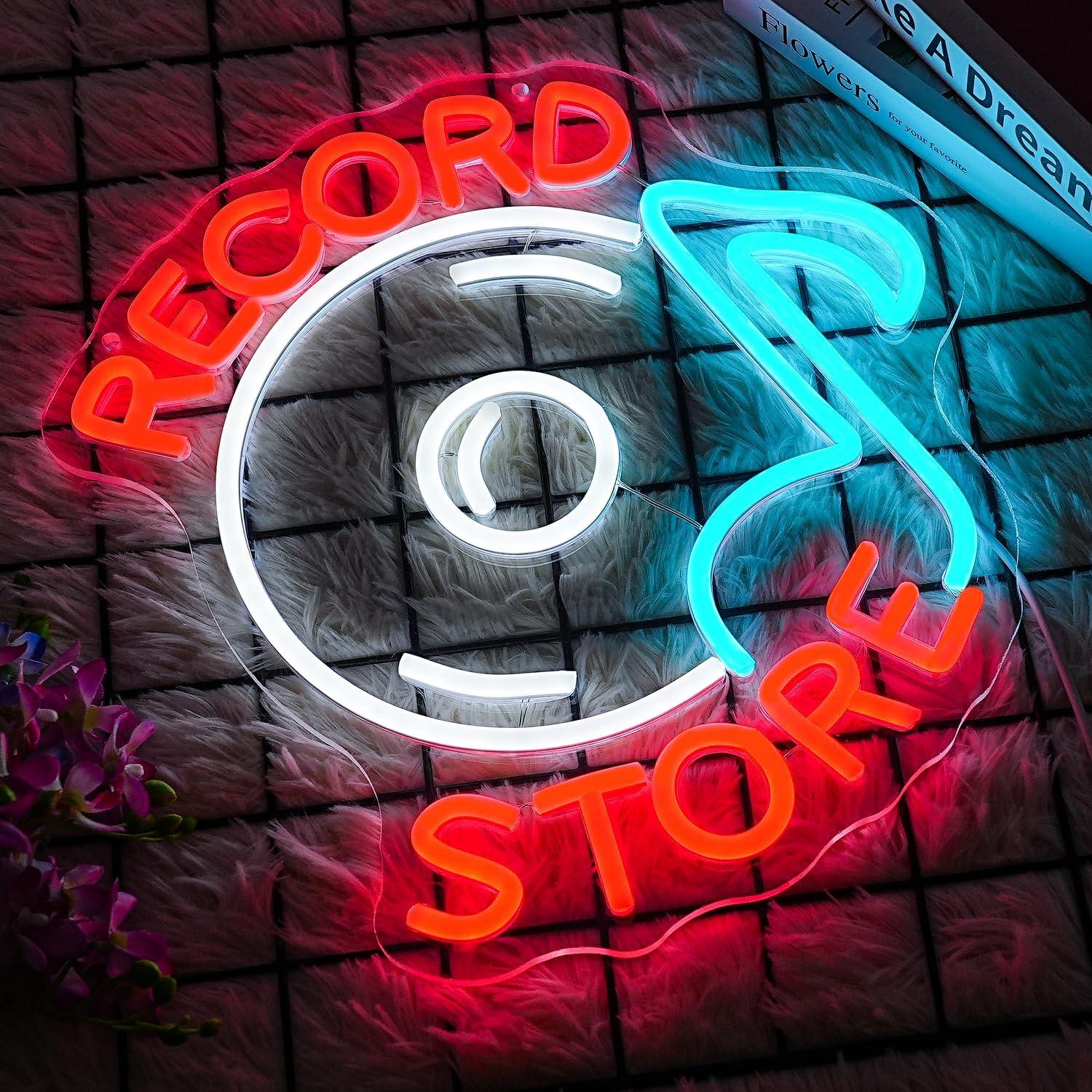レコードストアネオンサイン、音楽ネオンサイン、バー、ティキ、 - Gaming Accessories Store のレビューと価格