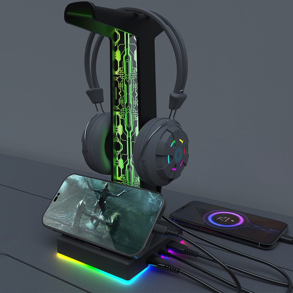 RGBゲーミングヘッドセットスタンド,デュアルUSBポート, - Gaming Accessories Deals のレビューと価格