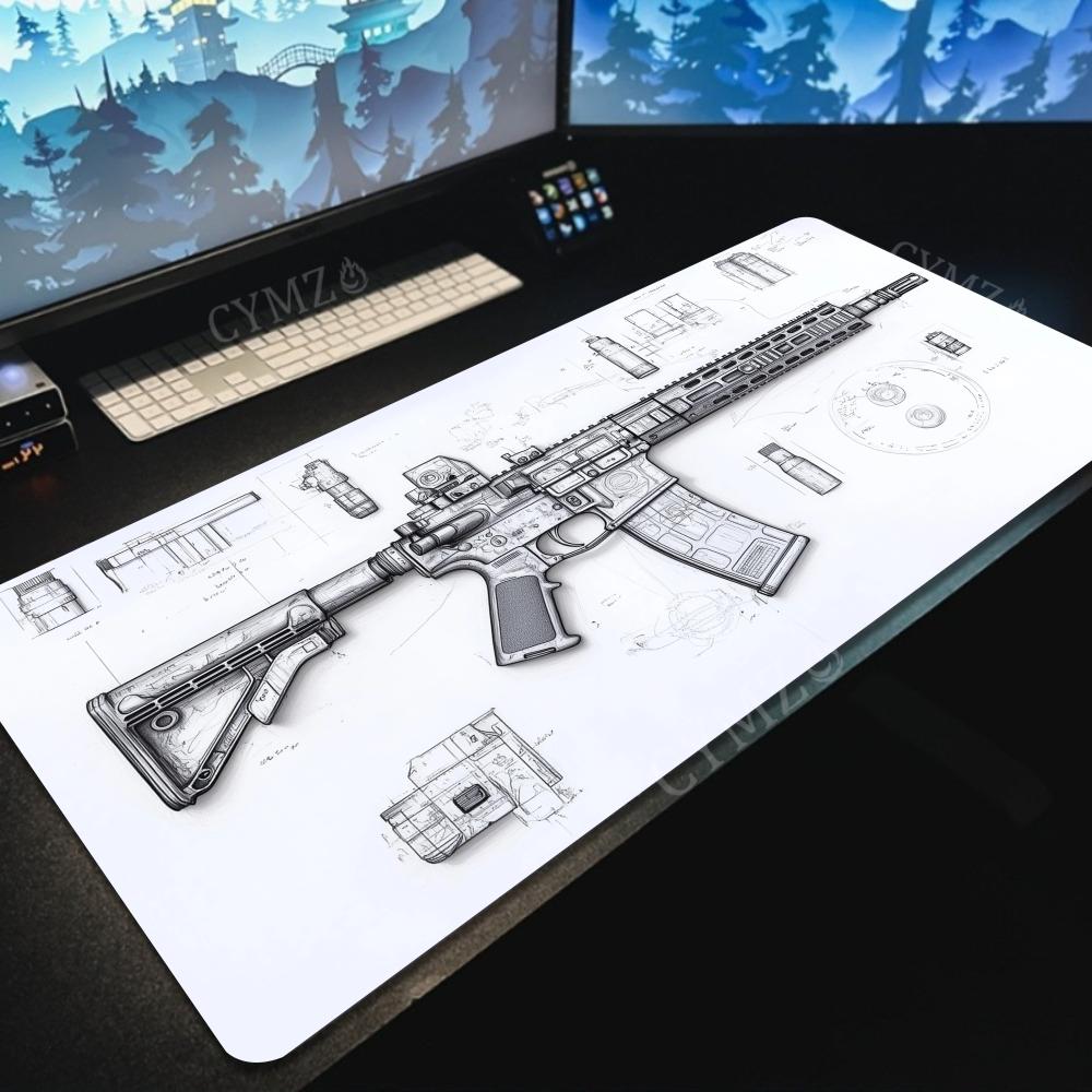 銃の部品の図面 大型マウスパッド デスクマット ゲーミングマ - Gaming Accessories Drawing のレビューと価格