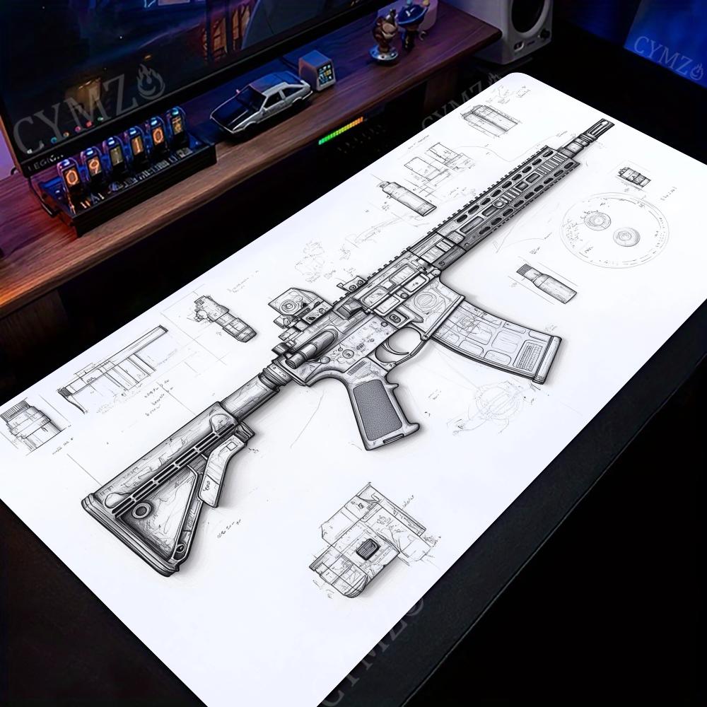 銃の部品の図面 大型マウスパッド デスクマット ゲーミングマ - Gaming Accessories Drawing のレビューと価格
