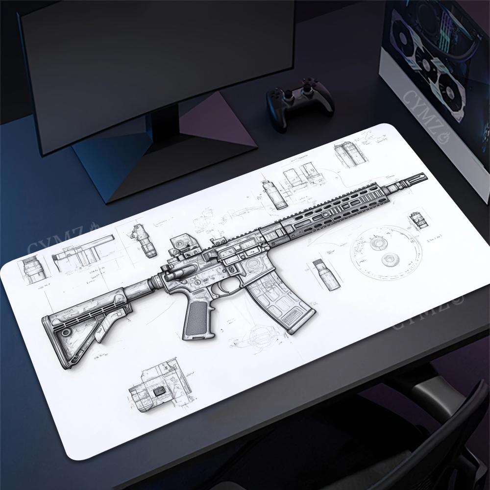 銃の部品の図面 大型マウスパッド デスクマット ゲーミングマ - Gaming Accessories Drawing のレビューと価格
