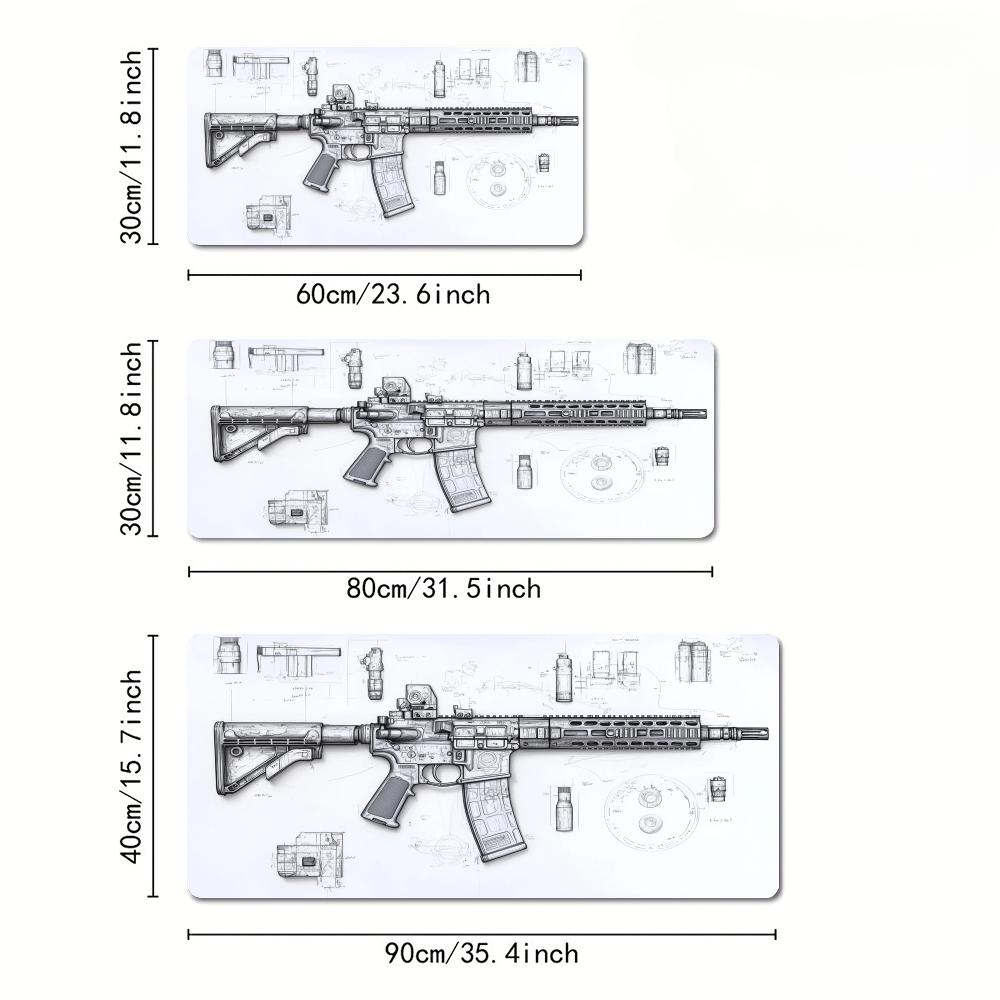銃の部品の図面 大型マウスパッド デスクマット ゲーミングマ - Gaming Accessories Drawing のレビューと価格